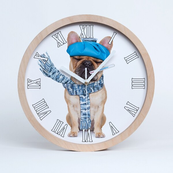 Horloge murale en bois Chien malade