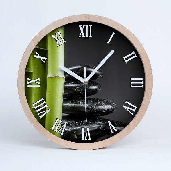 Horloge ronde en bois Bambou