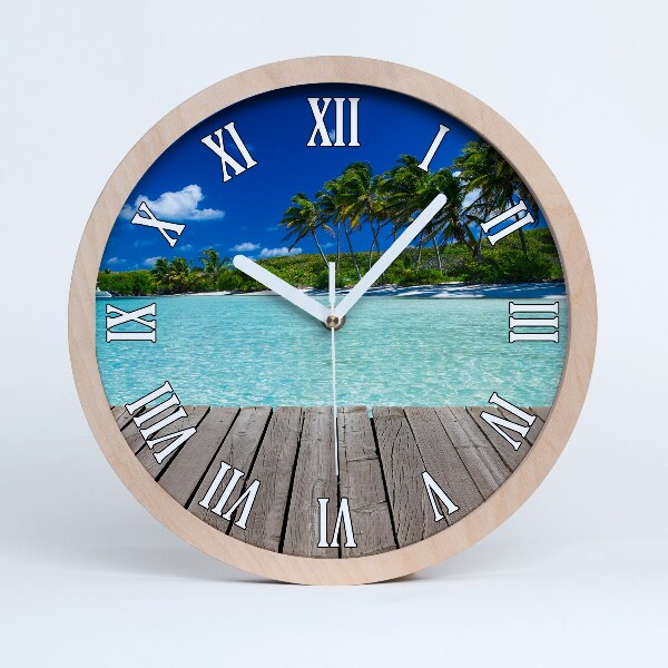 Horloge en bois Plage tropicale