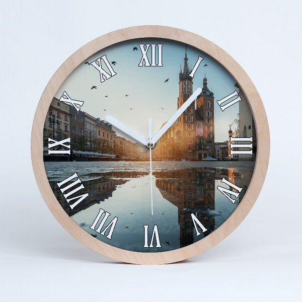 Horloge murale bois design Cracovie Pologne