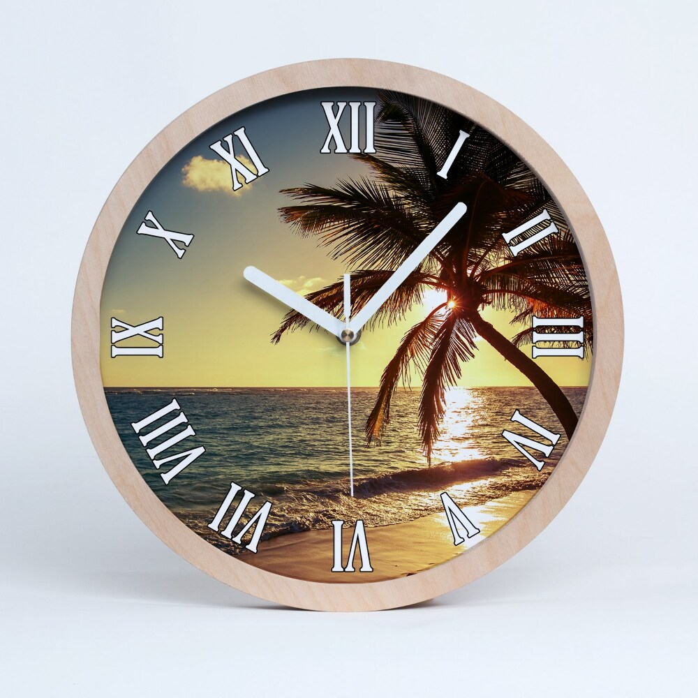 Horloge en bois murale Plage tropicale
