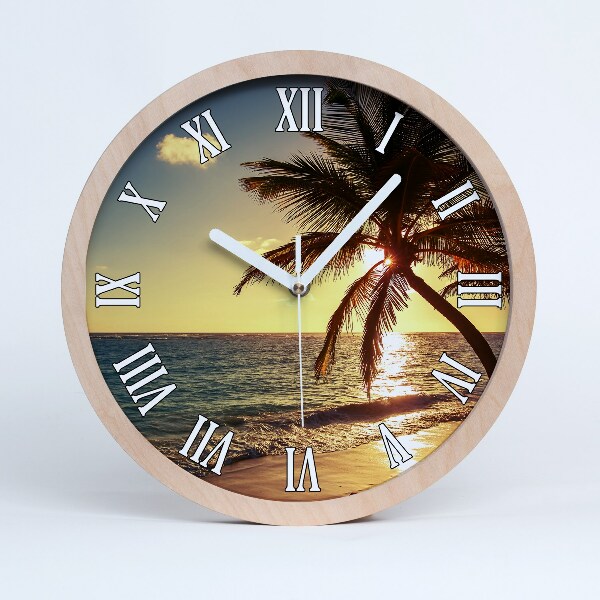 Horloge en bois murale Plage tropicale