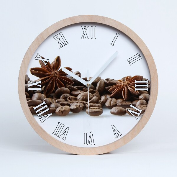 Horloge en bois murale Grains de café à la cannelle