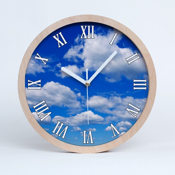 Horloge ronde en bois Nuages dans le ciel