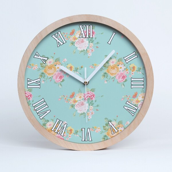 Horloge murale bois design Motif floral