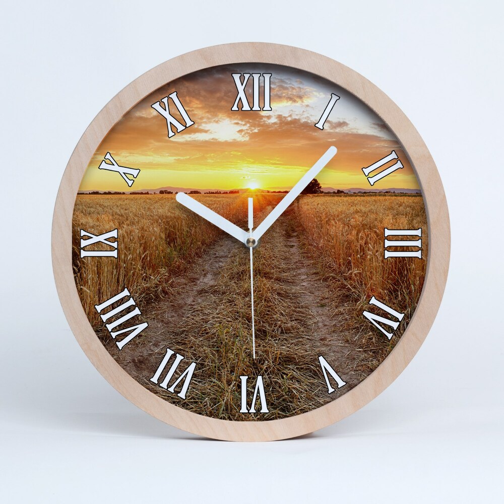 Horloge murale bois Champ de blé