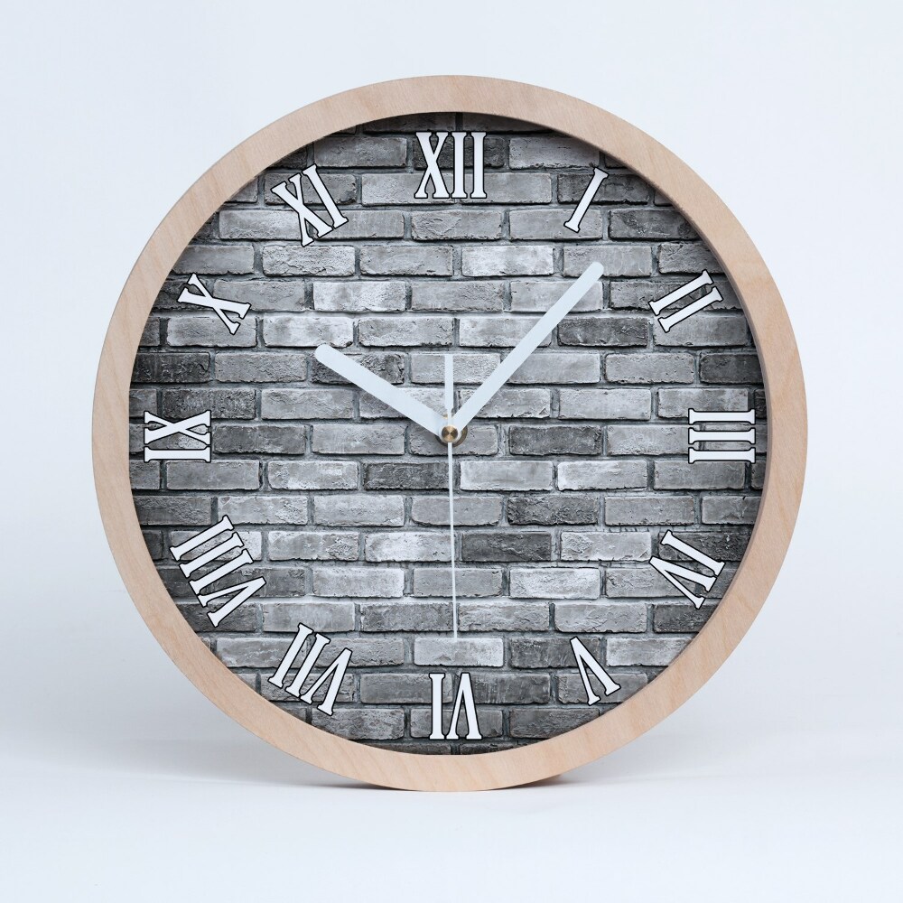 Horloge murale en bois Mur de briques