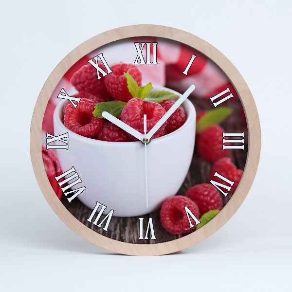 Horloge bois Framboises dans un bol