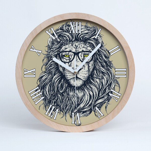 Horloge murale bois Lion hipster