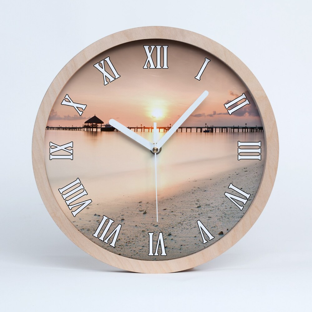 Horloge murale décorative bois Plage des Maldives