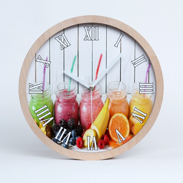 Horloge bois originale Cocktail de fruits