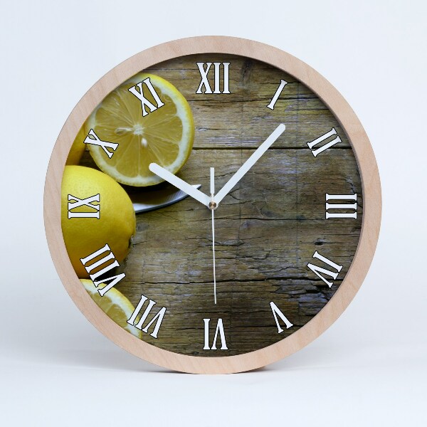 Horloge murale décorative bois Citrons sur bois