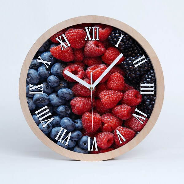 Horloge ronde en bois Fruits de la forêt