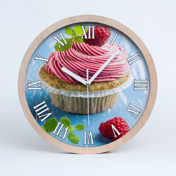 Horloge murale bois Cupcake à la framboise