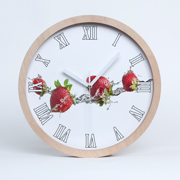 Horloge murale bois design Fraises et eau