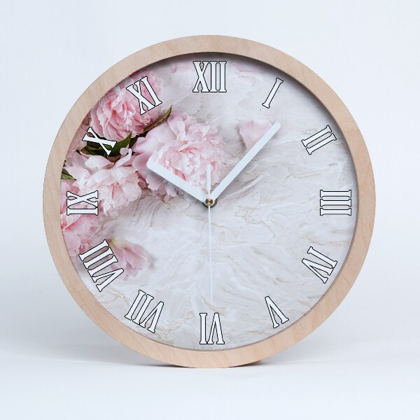 Horloge murale bois Pivoines