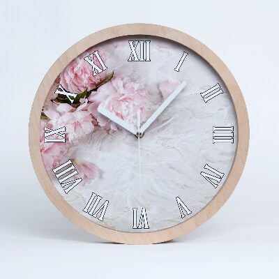 Horloge murale bois Pivoines