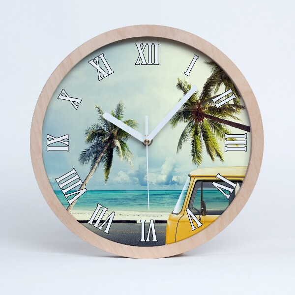 Horloge murale décorative bois Fourgon de plage