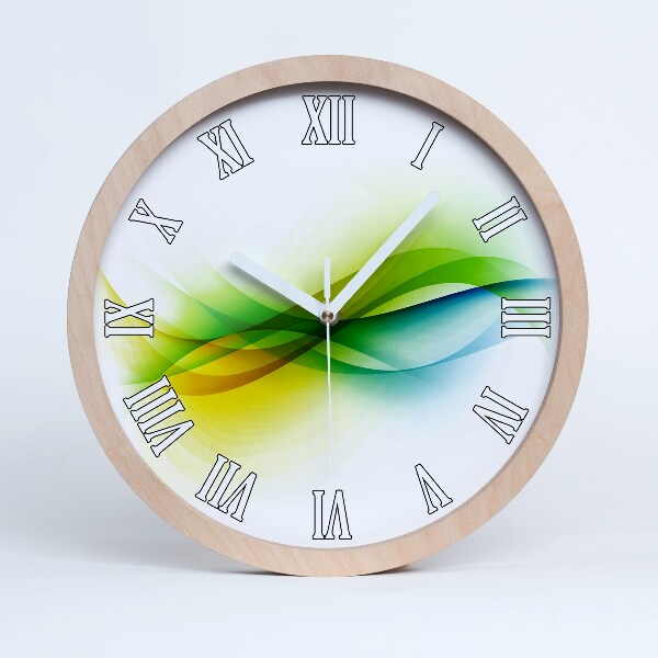 Horloge ronde en bois Vagues abstraites