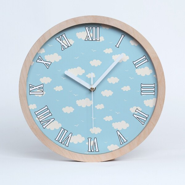 Horloge bois Nuages