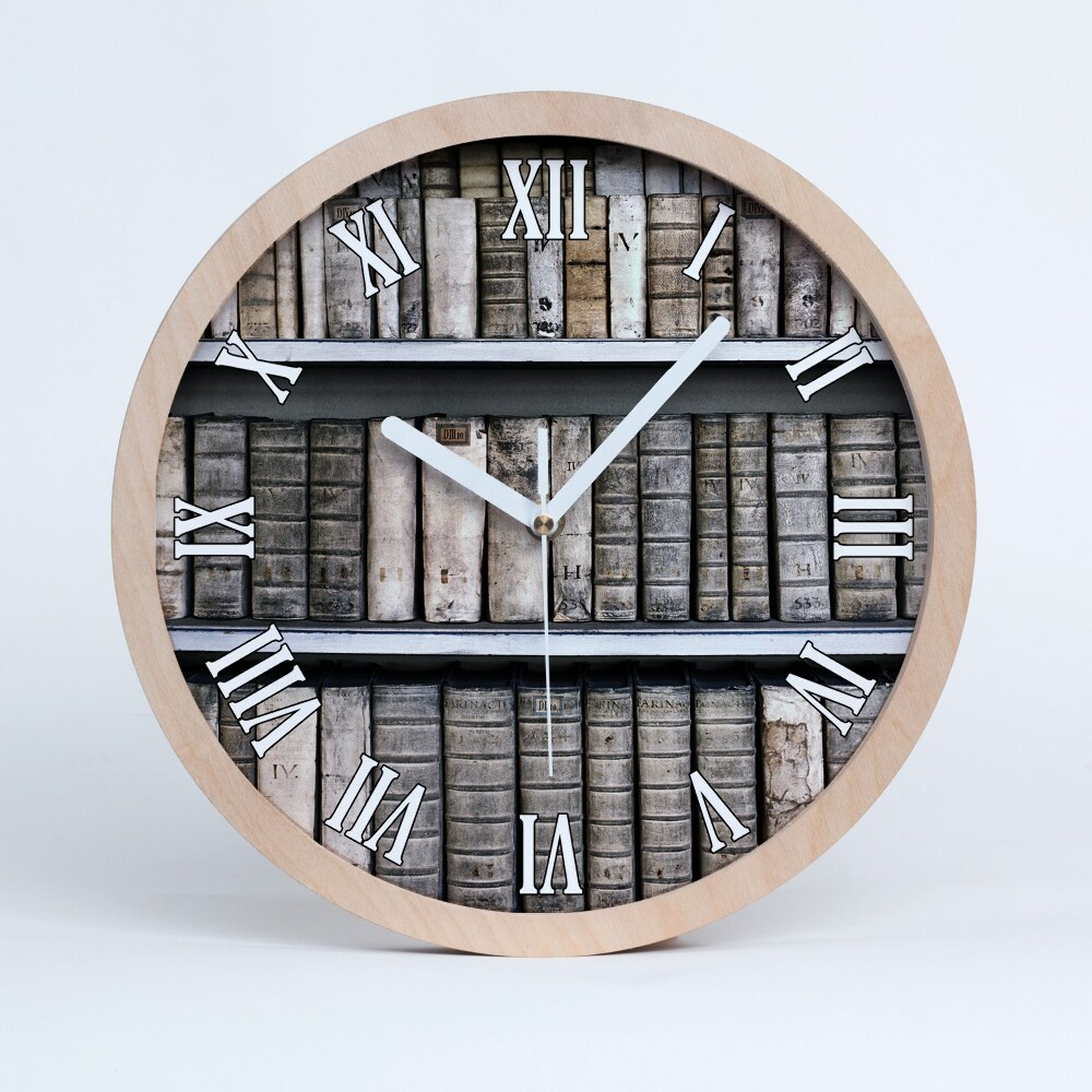 Horloge murale décorative bois Étagère de livres