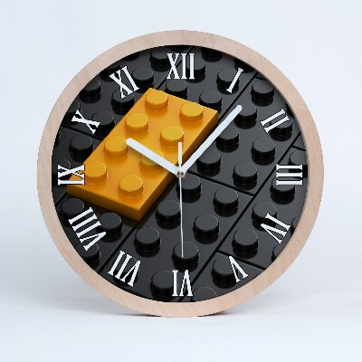 Horloge en bois murale Blocs de Lego