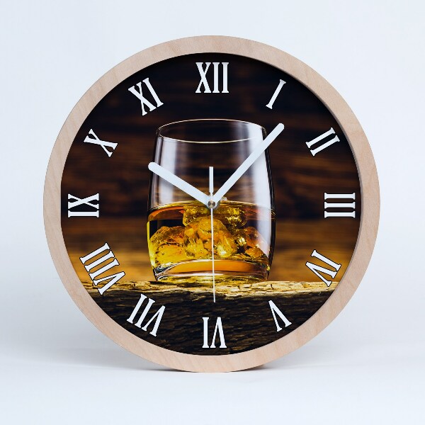 Horloge en bois Bourbon dans un verre