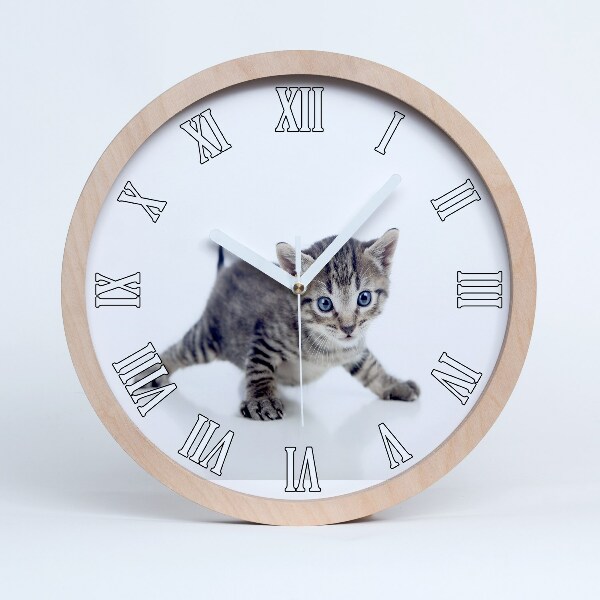 Horloge murale en bois Petit chat