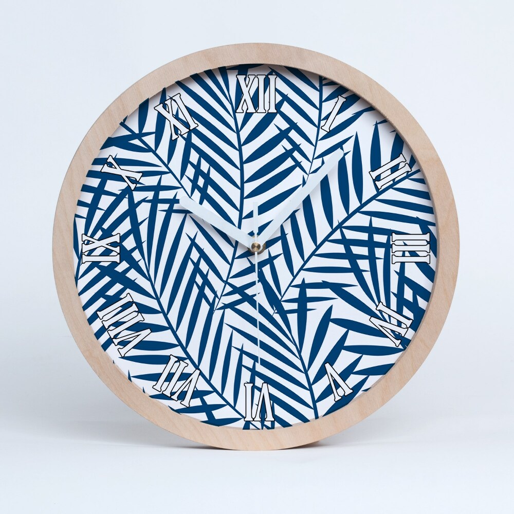 Horloge murale décorative bois Feuilles de palmier