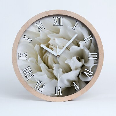 Horloge ronde en bois Dahlia blanc