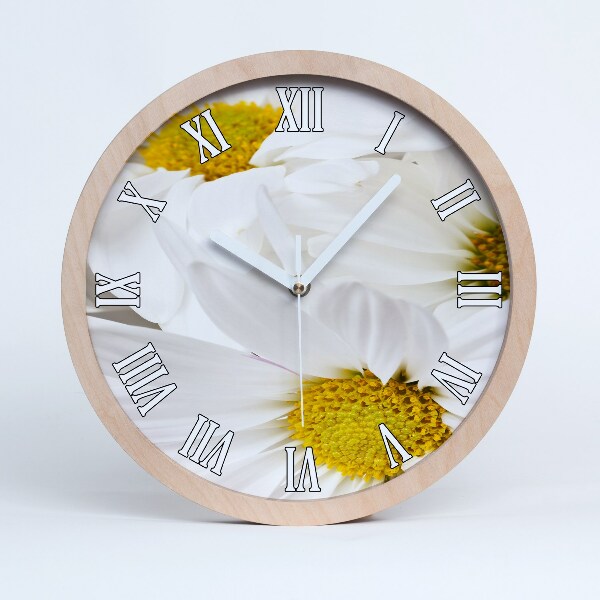 Horloge bois Marguerites