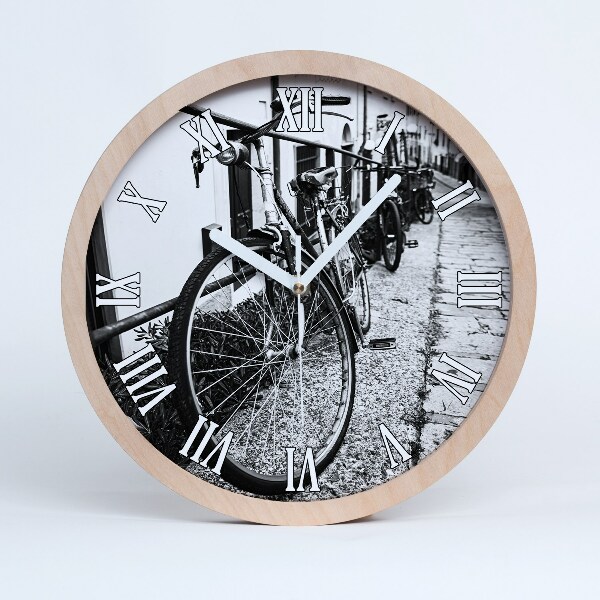 Horloge en bois murale Vélos urbains