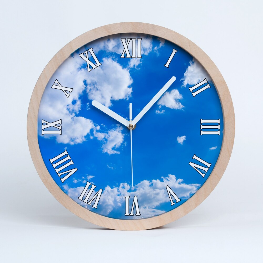 Horloge murale décorative bois Nuages dans le ciel
