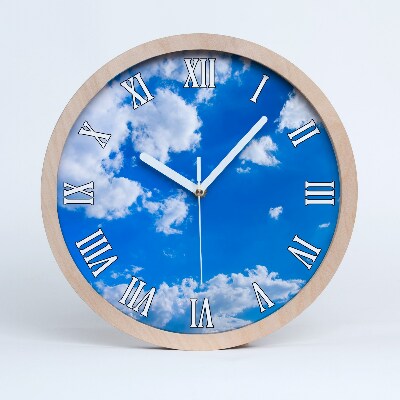 Horloge murale décorative bois Nuages dans le ciel