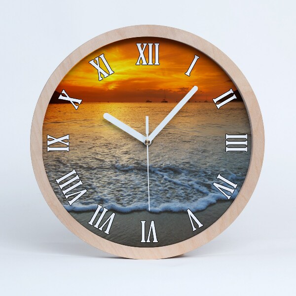 Horloge murale bois design Mer couchante