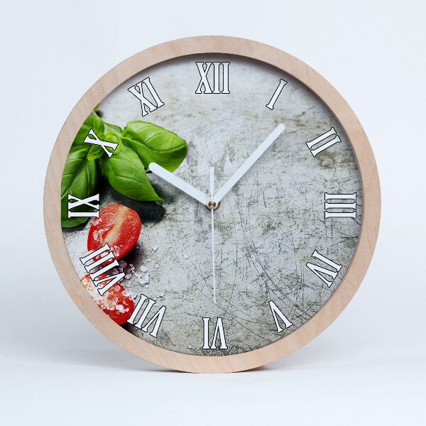 Horloge bois originale Tomates et basilic