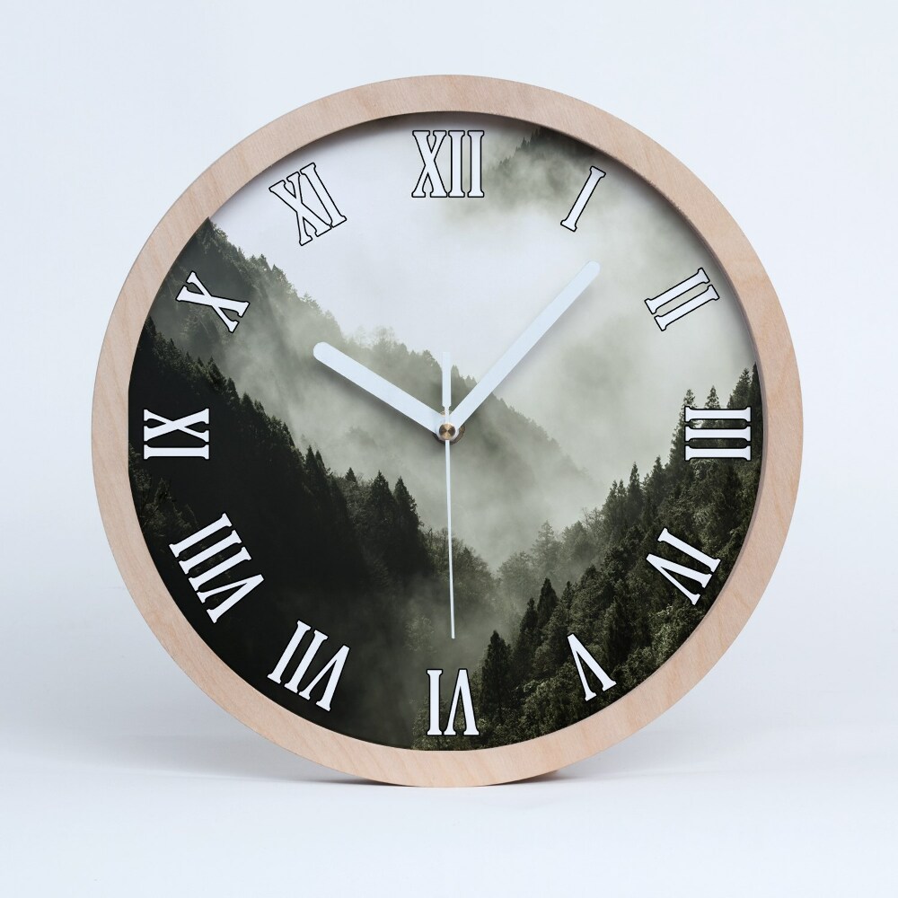 Horloge murale décorative bois Brouillard sur la forêt