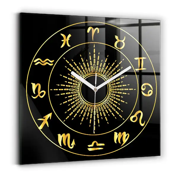 Horloge murale carrée Signes du zodiaque