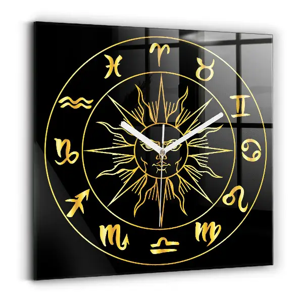 Horloge carrée en verre Signes du zodiaque
