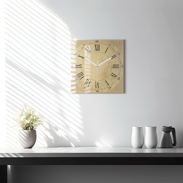 Horloge carrée en verre Chiffres romains bruns