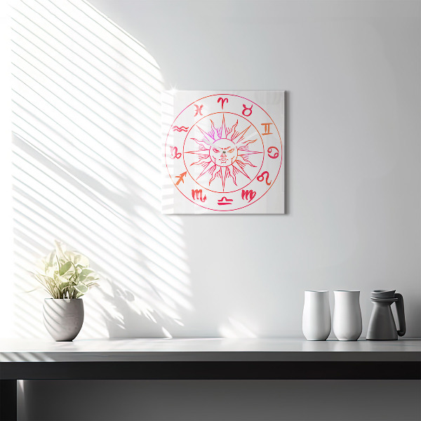 Horloge carrée en verre Signes du zodiaque colorés