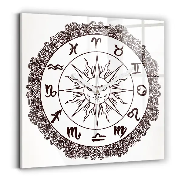 Pendule carrée en verre Zodiaques décoratifs