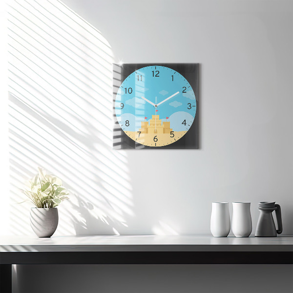 Horloge murale carrée Château de sable