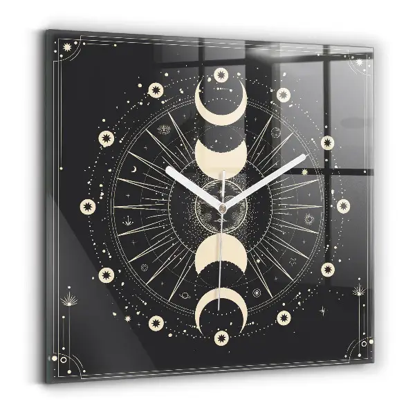 Pendule carrée en verre Lunes et soleils