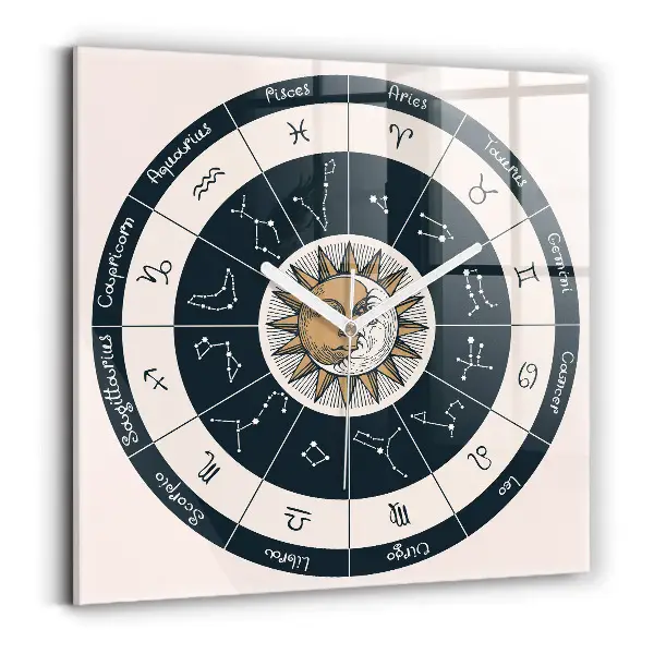 Pendule carrée en verre Les constellations du zodiaque