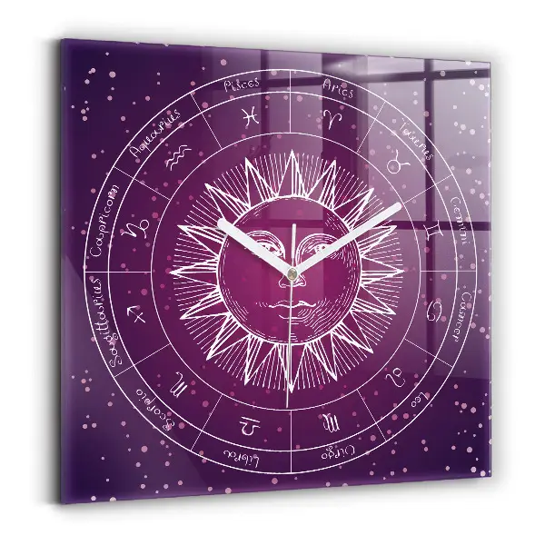 Horloge murale carrée Les constellations du zodiaque