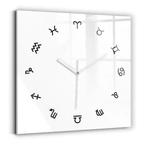Pendule carrée en verre Zodiaques minimalistes
