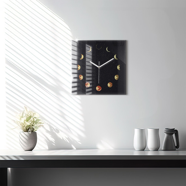 Horloge carrée en verre Phases de la lune