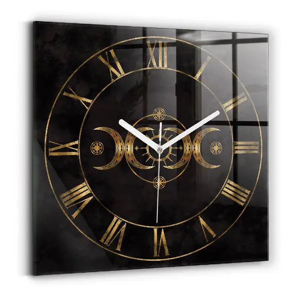 Horloge carrée en verre Chiffres romains dorés