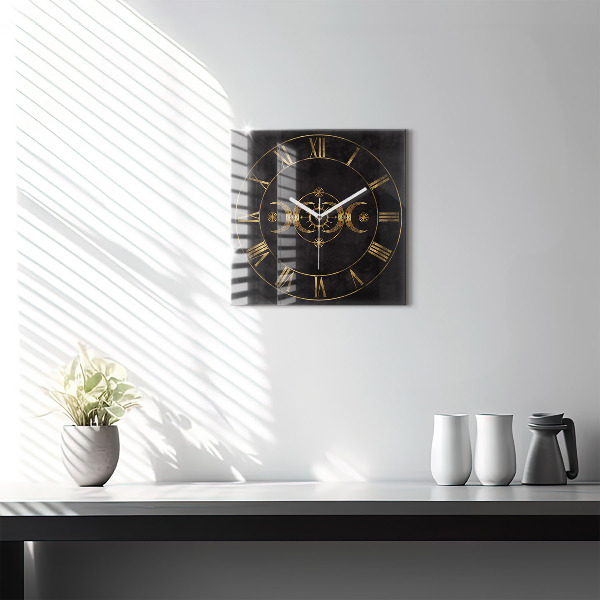 Horloge carrée en verre Chiffres romains dorés